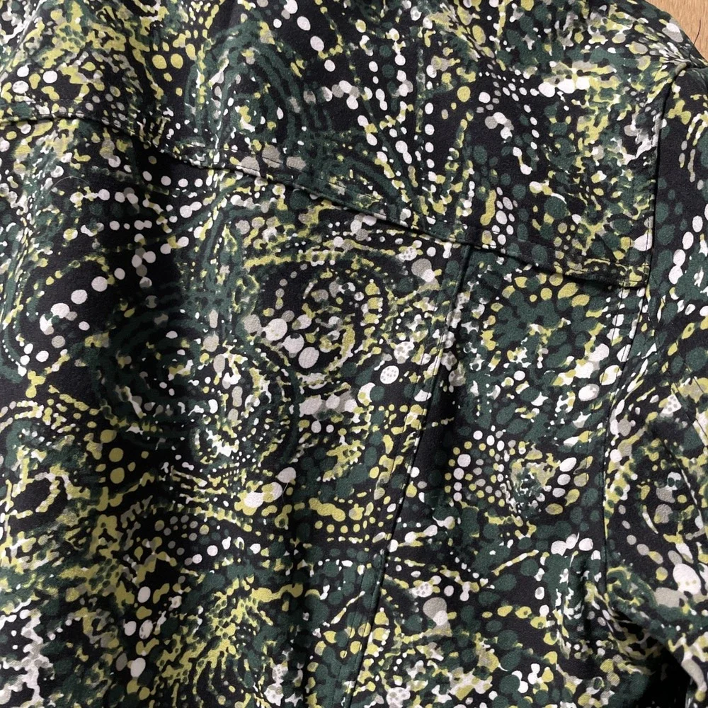Christoper & Banks Button Front Jacket Green Snd Black Abstract‎ Print XL Petite